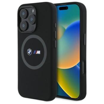 BMW BMHMP16X23SROK M Silicone Printed Ring MagSafe-kompatibilis keménytok iPhone 16 Pro Max - fekete kép