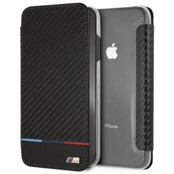 BMW BMTRBKI65PUCARTCBK iPhone XS Max fekete Carbon csíkos könyvtok kép