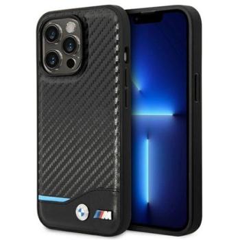 BMW Leather Carbon Apple iPhone 14 Pro hátlap tok, fekete kép