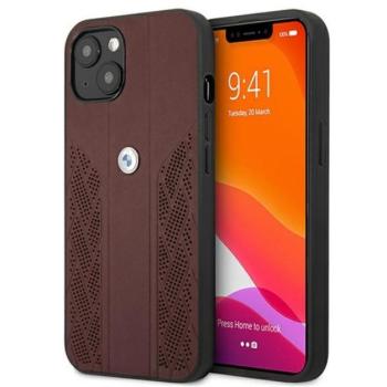 BMW Leather Curve Perforate Apple iPhone 13 mini hátlap tok, piros kép
