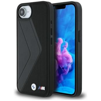 BMW Leather Oversized Stripes Apple iPhone 17e / iPhone 16e bőr MagSafe hátlap tok, fekete kép