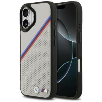 BMW M Tricolor Metal Logo Apple iPhone 17 MagSafe hátlap tok, szürke kép