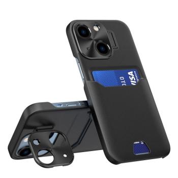 Bőr állvány tok iPhone 14 tok kártya pénztárca állvány fekete kép