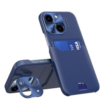 Bőr állvány tok iPhone 14 tok kártya pénztárca állvány kék kép