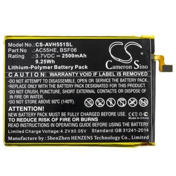 CAMERON SINO Akku 2500 mAh LI-Polymer (belső akku, beépítése szakértelmet igényel, AC55HE / BSF06 kompatibilis) kép