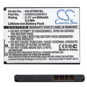 CAMERON SINO akku 900 mAh LI-ION (CAB31L0000C1 / CAB31L0004C1 / CAB31L0001C1 / CAB31L0000C2 kompatibilis) Alcatel OT-890, Vodafone 555, Vodafone 155, Alcatel OT-282, Alcatel OT-720, Alcatel OT-2000, A kép