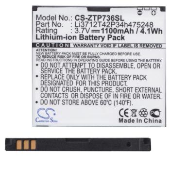 CAMERON SINO Li-Ion akku (3,7V / 1100mAh, Orange Li3712T42P3h475248 kompatibilis) FEKETE ZTE Atlas 3.5W, ZTE Blade II kép