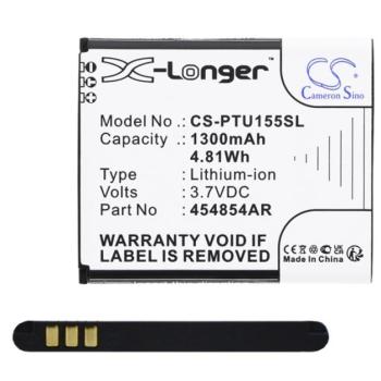 CAMERON SINO Li-Ion akku (3,7V/1300mAh, Panasonic 454854AR kompatibilis) FEKETE Panasonic KX-TU160 Senior, KX-TU155 Senior, KX-TU150 Senior kép