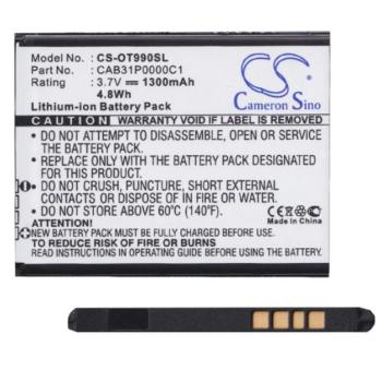 CAMERON SINO Li-Ion akku (3.7V/1300mAh, TCL CAB31P0000C1 kompatibilis) FEKETE Alcatel Pixi 3 3.5 (OT-4009), Pop C2 (OT-4032X), Pop D1 (OT-4018D) kép