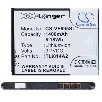 CAMERON SINO Li-Ion akku (3,7V / 1400mAh, Vodafone TLi014A2 kompatibilis) FEKETE Alcatel OT-2008G, Alcatel Pixi 3 4.5 (OT-4027D), Alcatel MPop (OT-5020D), Alcatel TPop (OT-4010D), Vodafone Smart Mini kép
