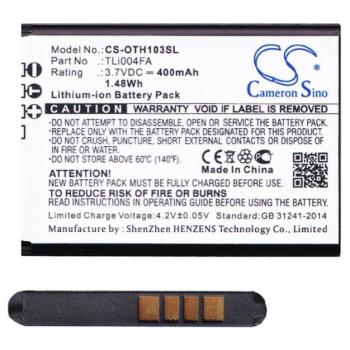 CAMERON SINO Li-Ion akku (3,7V / 400mAh, Alcatel TLi004FA kompatibilis) FEKETE Alcatel OT-1052, Alcatel OT-1016, Alcatel OT-1010, Alcatel OT-1046D, Alcatel OT-1035, Alcatel OT-1050D, Alcatel OT-1066D kép