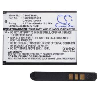 CAMERON SINO Li-Ion akku (3,7V / 600mAh, Vodafone CAB20G0000C1 kompatibilis) FEKETE Alcatel OT-2051, Vodafone 331, Vodafone 541, Alcatel OT-505, Alcatel OT-209, Alcatel OT-305, Alcatel OT-208, Vodafon kép