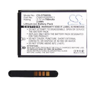 CAMERON SINO Li-Ion akku (3,7V / 700mAh, Alcatel CAB22B0000C1 kompatibilis) FEKETE Telenor One Touch kép