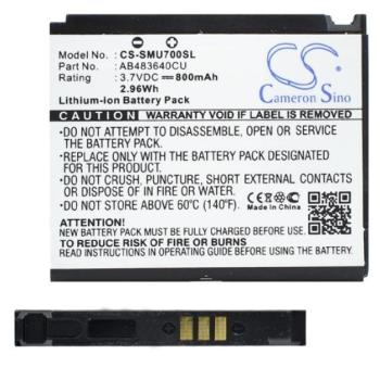 CAMERON SINO Li-Ion akku (3.7V/800mAh, Samsung AB483640CU kompatibilis) Samsung GT-S5230, SGH-L870, SGH-G800 kép
