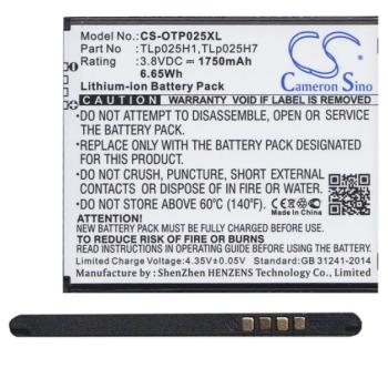 CAMERON SINO Li-Ion akku (3,8V / 1750mAh, Alcatel TLp025H1 kompatibilis) FEKETE Alcatel Pop 4 (OT-5051) kép