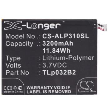 CAMERON SINO Li-Polymer akku (3,7V / 3200mAh, Alcatel TLp032B2 kompatibilis) FEKETE Alcatel One Touch Pixi 3 8 LTE (OT-9022X), Vodafone Tab Speed 6 (VF1397) kép