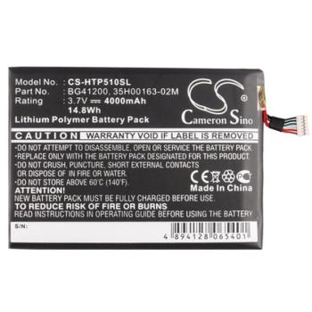 CAMERON SINO Li-Polymer akku (3,7V / 4000mAh, HTC 35H00163-00M kompatibilis) FEKETE HTC Flyer (P510e) kép