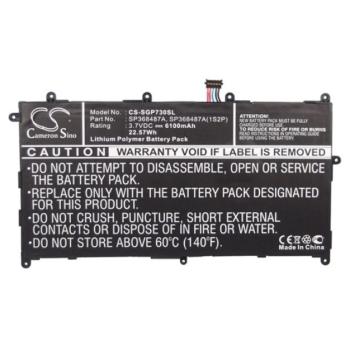 CAMERON SINO Li-Polymer akku (3,7V / 6100mAh, Samsung SP368487A kompatibilis) FEKETE Samsung Galaxy Tab 8.9 (P7300), Samsung Galaxy Tab 8.9 (P7310), Samsung Galaxy Tab 8.9 LTE (P7320) kép