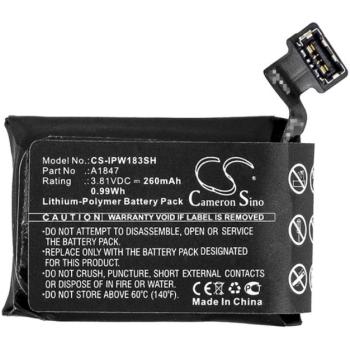 CAMERON SINO Li-Polymer akku (3,81V / 260mAh, Apple A1847 kompatibilis) FEKETE Apple Watch Series 3 38mm kép