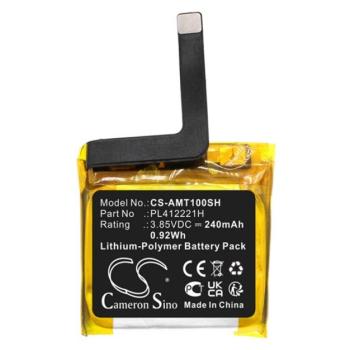 CAMERON SINO Li-Polymer akku (3,85V/240mAh, Amazfit PL412221H kompatibilis) FEKETE Amazfit GTS kép