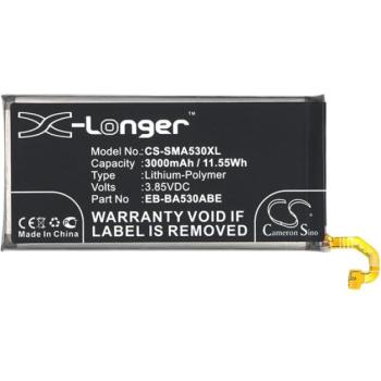 CAMERON SINO Li-Polymer akku (3.85V/3000mAh, Samsung EB-BA530ABE kompatibilis) FEKETE Samsung Galaxy A8 (2018) SM-A530F kép