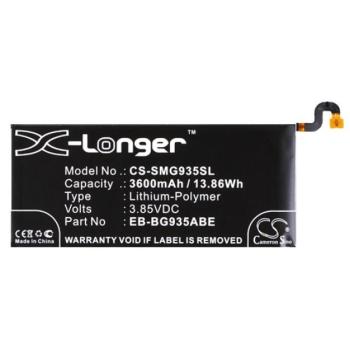 CAMERON SINO Li-Polymer akku (3.85V/3600mAh, Samsung EB-BG935ABA kompatibilis) FEKETE Samsung Galaxy S7 EDGE (SM-G935) kép