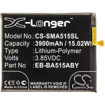 CAMERON SINO Li-Polymer akku (3,85V / 3900mAh, Samsung EB-BA515ABE kompatibilis) FEKETE Samsung Galaxy A51 (SM-A515F), Samsung Galaxy A51 5G (SM-A516F) kép