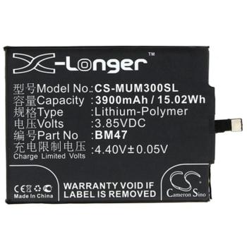 CAMERON SINO Li-Polymer akku (3.85V/3900mAh, Xiaomi BM47 kompatibilis) FEKETE Xiaomi Redmi 4X, Redmi 3 kép