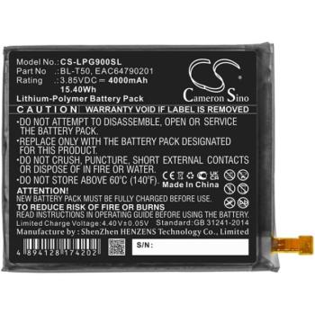 CAMERON SINO Li-Polymer akku (3,85V / 4000mAh, LG BL-T50 kompatibilis) FEKETE LG Velvet 5G (G900N) kép