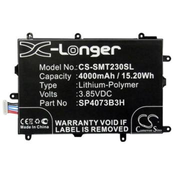 CAMERON SINO Li-Polymer akku (3,85V / 4000mAh, Samsung AAaD115pS/4-B kompatibilis) FEKETE Samsung Galaxy Tab4 7.0 3G (SM-T231), Samsung Galaxy Tab4 7.0 WIFI (SM-T230), Samsung Galaxy Tab4 7.0 LTE (SM- kép