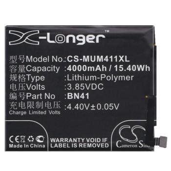 CAMERON SINO Li-Polymer akku (3,85V / 4000mAh, Xiaomi BN41 kompatibilis) FEKETE Xiaomi Redmi Note 4, Xiaomi Redmi Note 4X kép