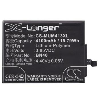 CAMERON SINO Li-Polymer akku (3,85V / 4100mAh, Xiaomi BN40 kompatibilis) FEKETE Xiaomi Redmi 4 Prime kép