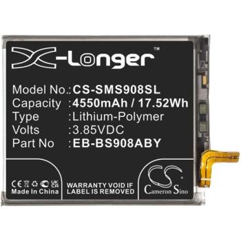 CAMERON SINO Li-Polymer akku (3,85V / 4550mAh, Samsung EB-BS908ABY kompatibilis) FEKETE Samsung Galaxy S22 Ultra 5G (SM-S908) kép