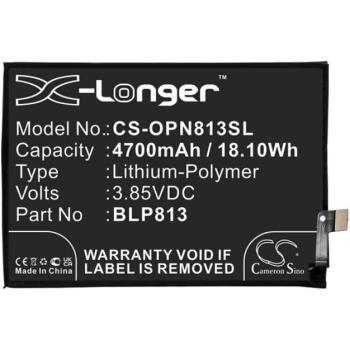 CAMERON SINO Li-Polymer akku (3,85V / 4700mAh, Oneplus BLP813 kompatibilis) FEKETE OnePlus Nord N100 kép