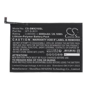 CAMERON SINO Li-Polymer akku (3.85V / 6800mAh, Samsung WT-S-W11 kompatibilis) FEKETE Samsung Galaxy Tab A9 Plus 5G (SM-X216), Galaxy Tab A9 Plus WIFI (SM-X210) kép
