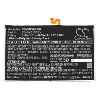 CAMERON SINO Li-Polymer akku (3.86V / 9800mAh, Samsung EB-BX818ABY kompatibilis) FEKETE Samsung Galaxy Tab S9 Plus LTE (SM-X816), Galaxy Tab S9 Plus WIFI (SM-X810) kép