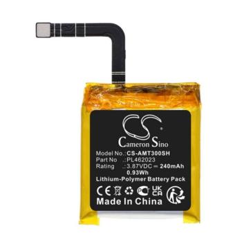 CAMERON SINO Li-Polymer akku (3,87V/240mAh, Amazfit PL462023 kompatibilis) FEKETE Amazfit GTS 3 kép