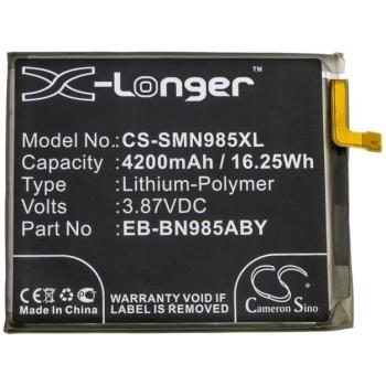 CAMERON SINO Li-Polymer akku (3,87V / 4200mAh, Samsung EB-BN985ABY kompatibilis) FEKETE Samsung Galaxy Note 20 Ultra (SM-N985F), Samsung Galaxy Note 20 Ultra 5G (SM-N986F) kép