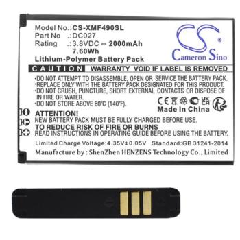 CAMERON SINO Li-Polymer akku (3.8V / 2000mAh, Xiaomi DC027, XIAOMI F490 4G kompatibilis) FEKETE kép