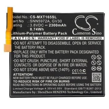 CAMERON SINO Li-Polymer akku (3,8V / 2300mAh, Motorola GV30 kompatibilis) FEKETE Lenovo Moto Z (XT1650) kép