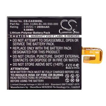 CAMERON SINO Li-Polymer akku (3,8V / 2600mAh, CAT CUBA-BL-00-S50-000 kompatibilis) FEKETE CAT S50 kép