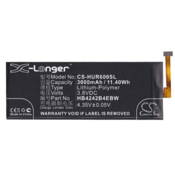 CAMERON SINO Li-Polymer akku (3,8V / 3000mAh, Huawei HB4242B4EBW kompatibilis) FEKETE Honor 6, Honor 4X kép