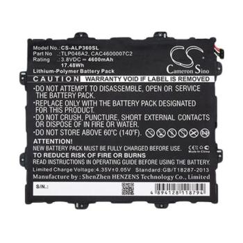 CAMERON SINO Li-Polymer akku (3,8V / 4600mAh, Alcatel CAC4600007C2 kompatibilis) FEKETE Alcatel One Touch POP 10 (OT-P360x), Vodafone Tab Prime 6 (VF1497) kép