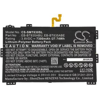 CAMERON SINO Li-Polymer akku (3,8V / 7300mAh, Samsung EB-BT835ABE kompatibilis) FEKETE Samsung Galaxy Tab S4 10.5 WIFI (SM-T830), Samsung Galaxy Tab S4 10.5 LTE (SM-T835) kép