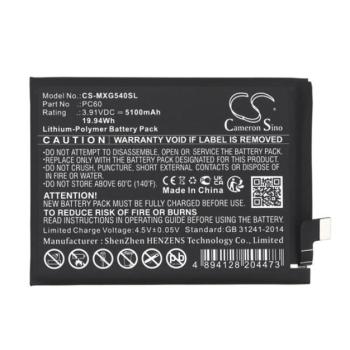CAMERON SINO Li-Polymer akku (3,91V / 5100mAh, Motorola PC60 kompatibilis) FEKETE Motorola Moto G54 5G (XT2343-1) kép