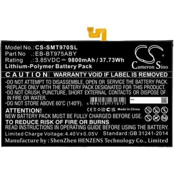 CAMERON SINO Li-Polymer akku (beépítése szakértelmet igényel, 3,85V / 9800 mAh, Samsung EB-BT975ABY kompatibilis) Samsung Galaxy Tab S7 Plus WIFI 5G (SM-T976), Samsung Galaxy Tab S7 Plus WIFI (SM kép