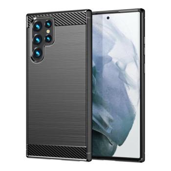 Carbon tok Samsung Galaxy S23 Ultra rugalmas szilikon Carbon tok fekete kép