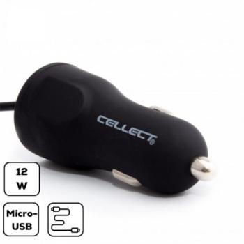 Cellect autós szivargyújtó töltő microUSB, 2.4A, fekete kép