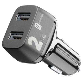CELLULARLINE autós töltő 2 USB aljzat (9V / 2000 mA, 2 x 12W, gyorstöltés támogatás) FEKETE CAT S60, Apple iPhone 7 Plus 5.5, Apple iPhone 7 4.7, Evolveo Strongphone Q5, Blackberry DTEK50 , HTC kép