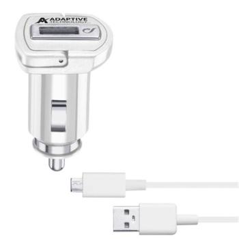 CELLULARLINE autós töltő USB aljzat (5V / 2400 mA, 15W, adaptív gyorstöltés támogatás + microUSB kábel) FEHÉR Evolveo Strongphone Q5, Blackberry DTEK50 , Vodafone Smart turbo 7 (VFD500), HTC kép